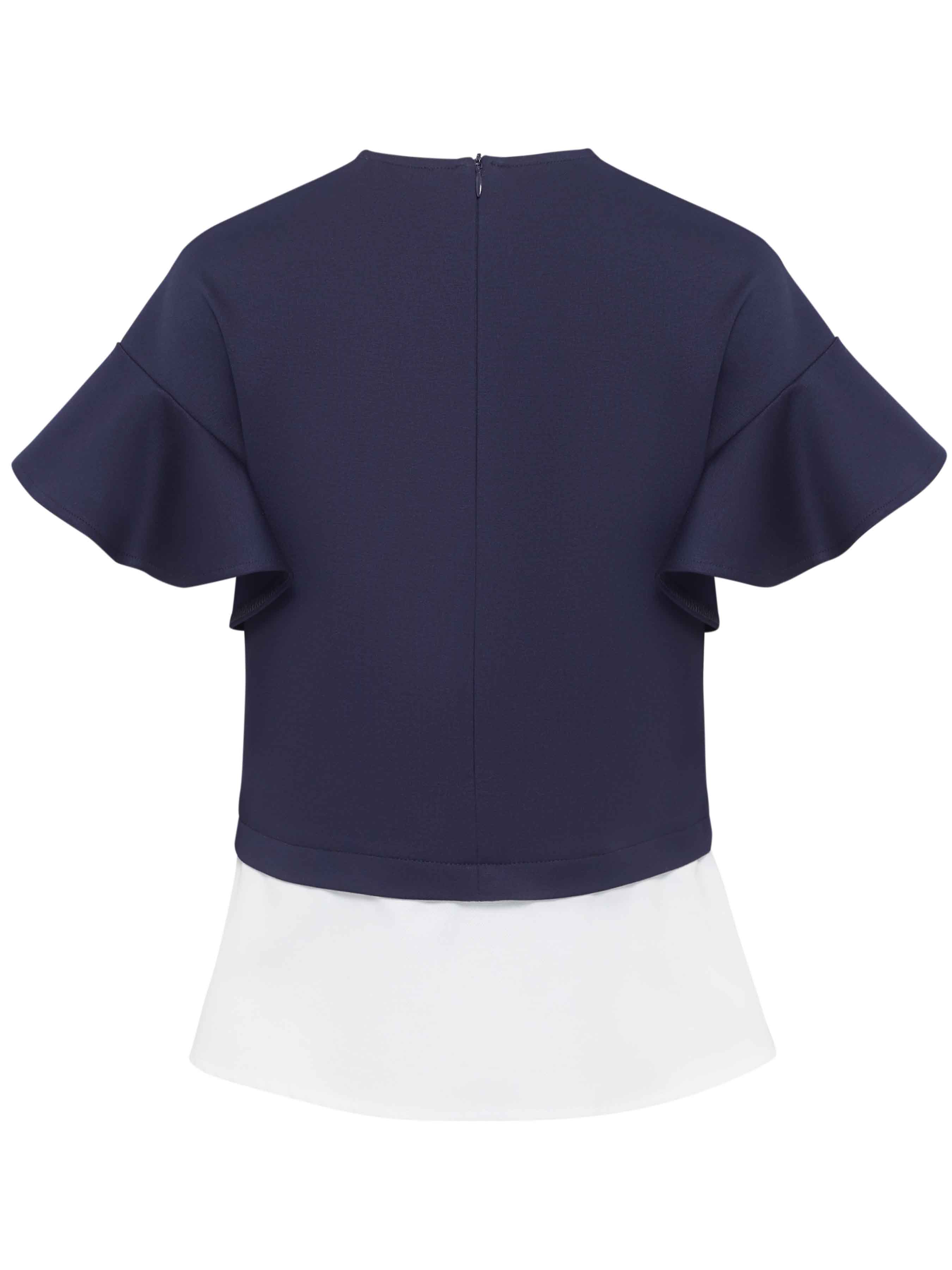 Школьная блузка для девочка сине-белая 12558