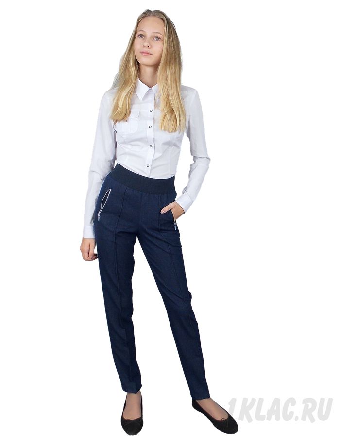 Школьные Стильные брюки для девушки синего цвета