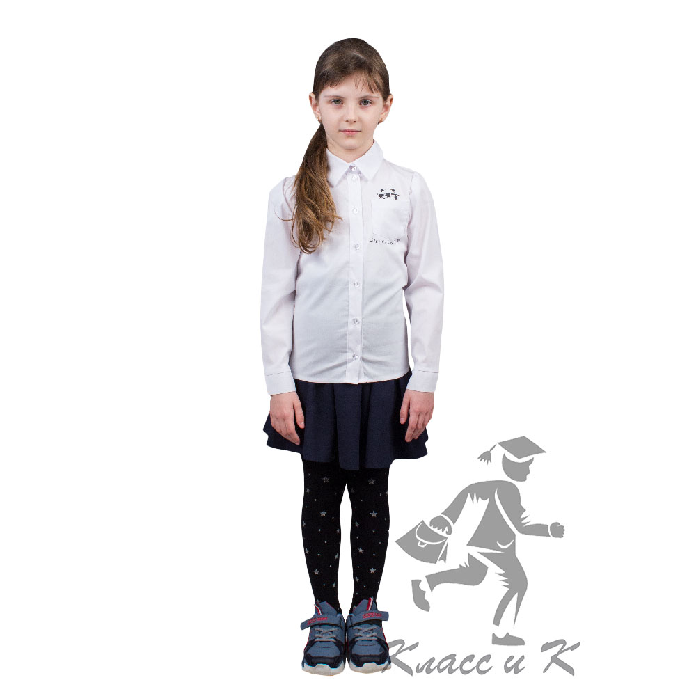 Сорочка школьная для девочки белая 19Ш3-БТД017-05