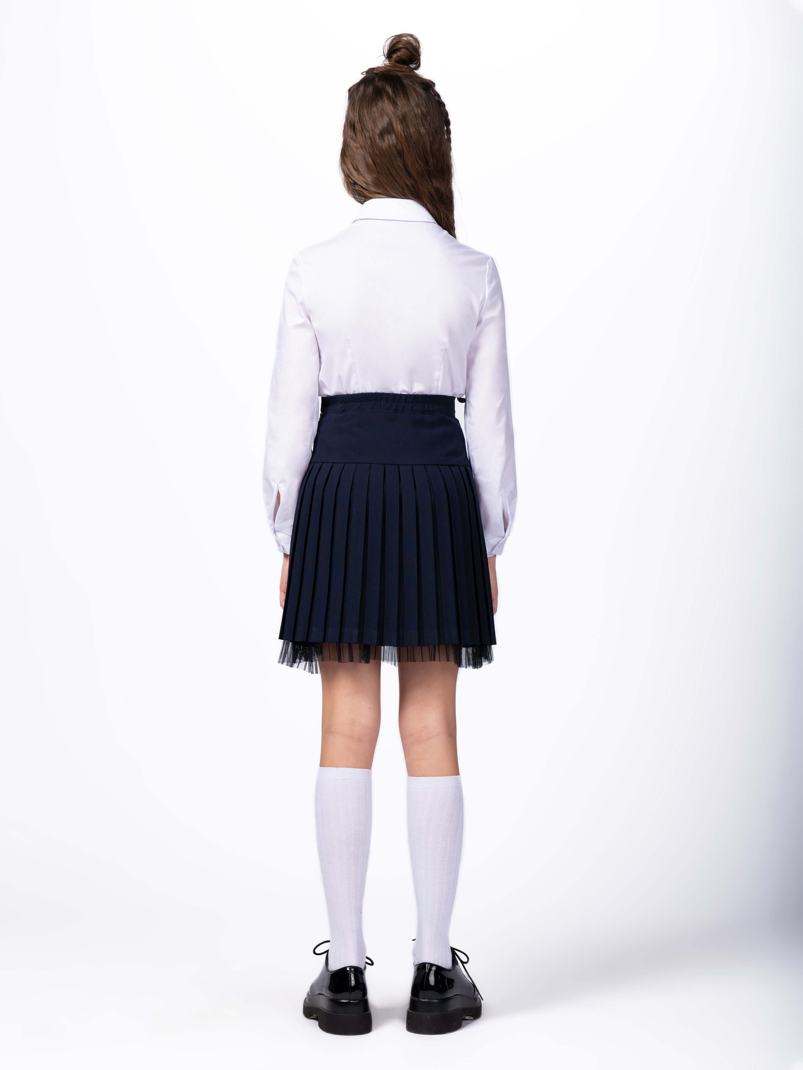 Школьная блузка с длинным рукавом белая 10513