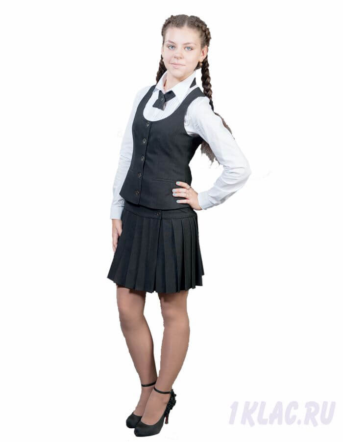 Школьная юбка с боковым запахом серый элегант