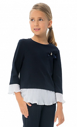 Школьная блузка для девочки синяя 073669