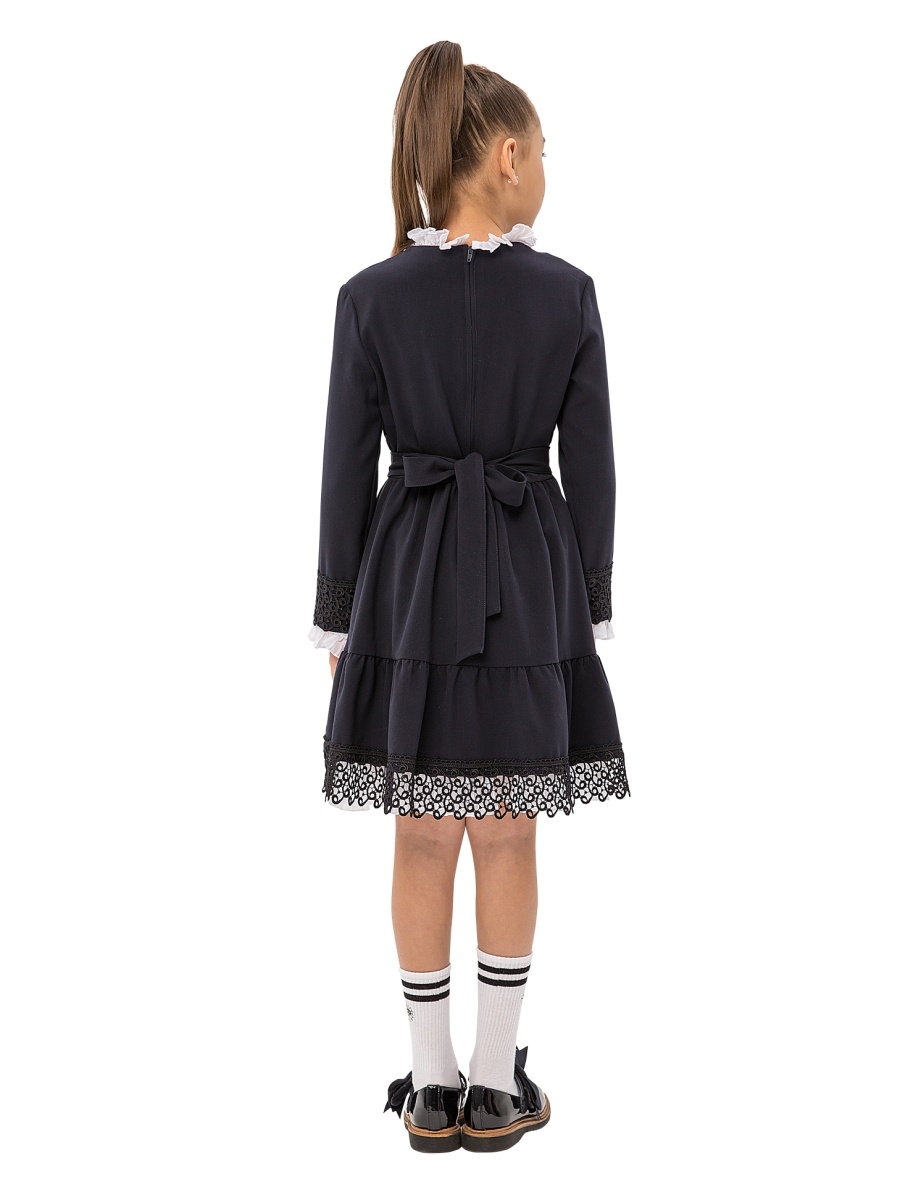 Школьное платье для девочки синие 074896