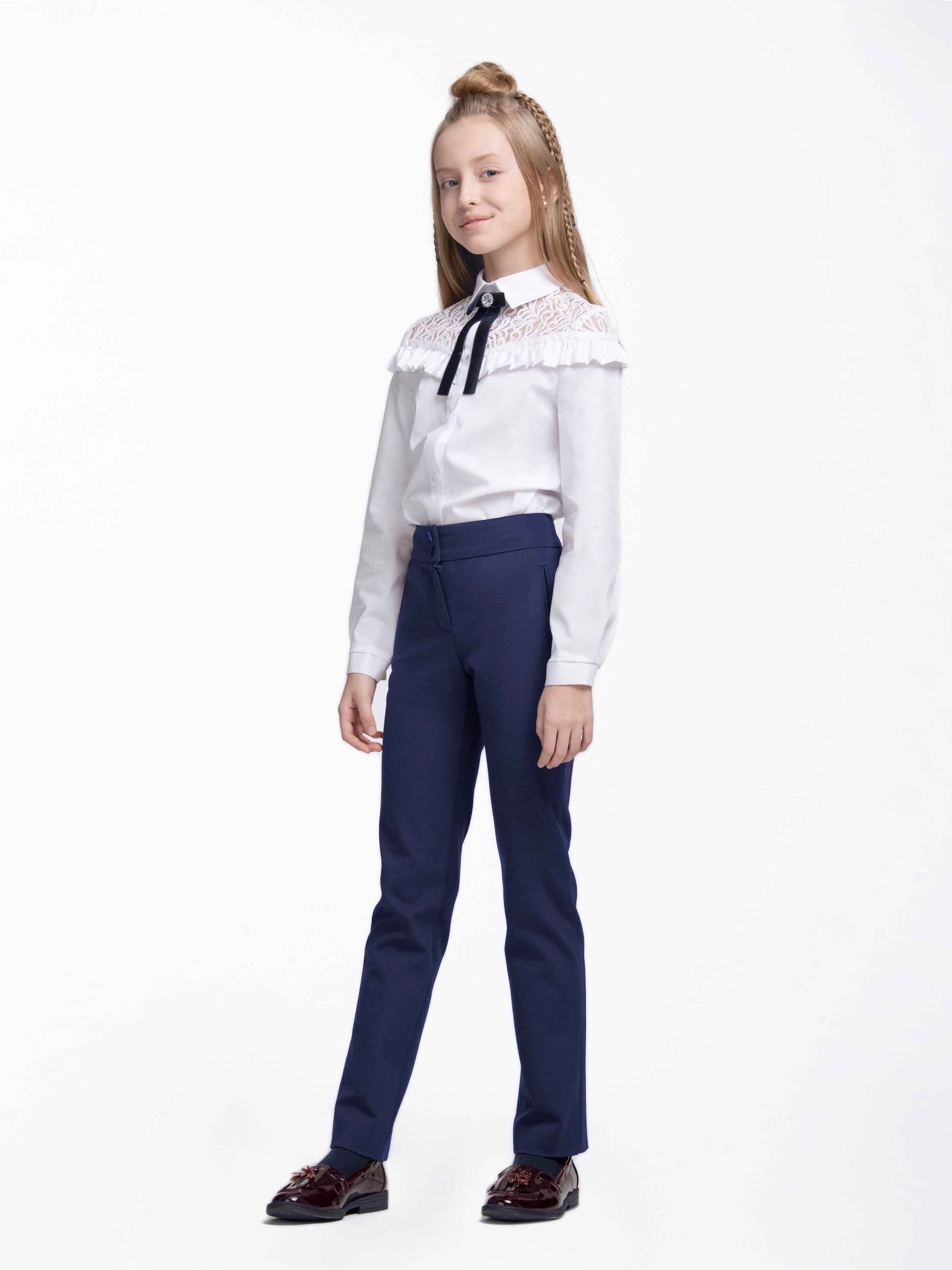 Школьные брюки для девочки синие 12851-12852