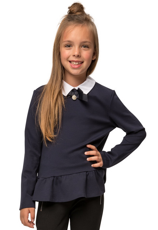 Школьная блузка для девочки синяя 075174