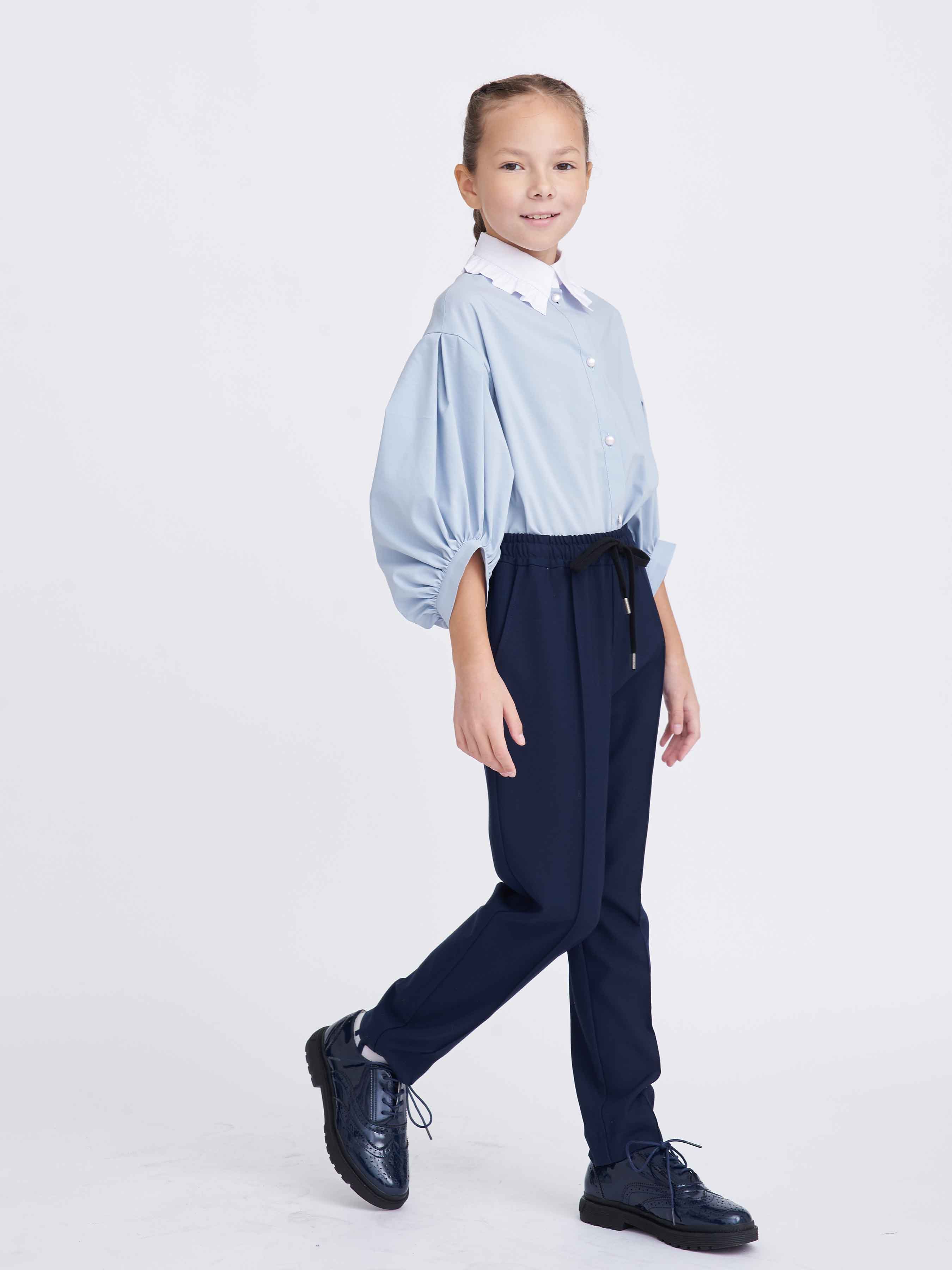 Школьные брюки для девочки синие 12687