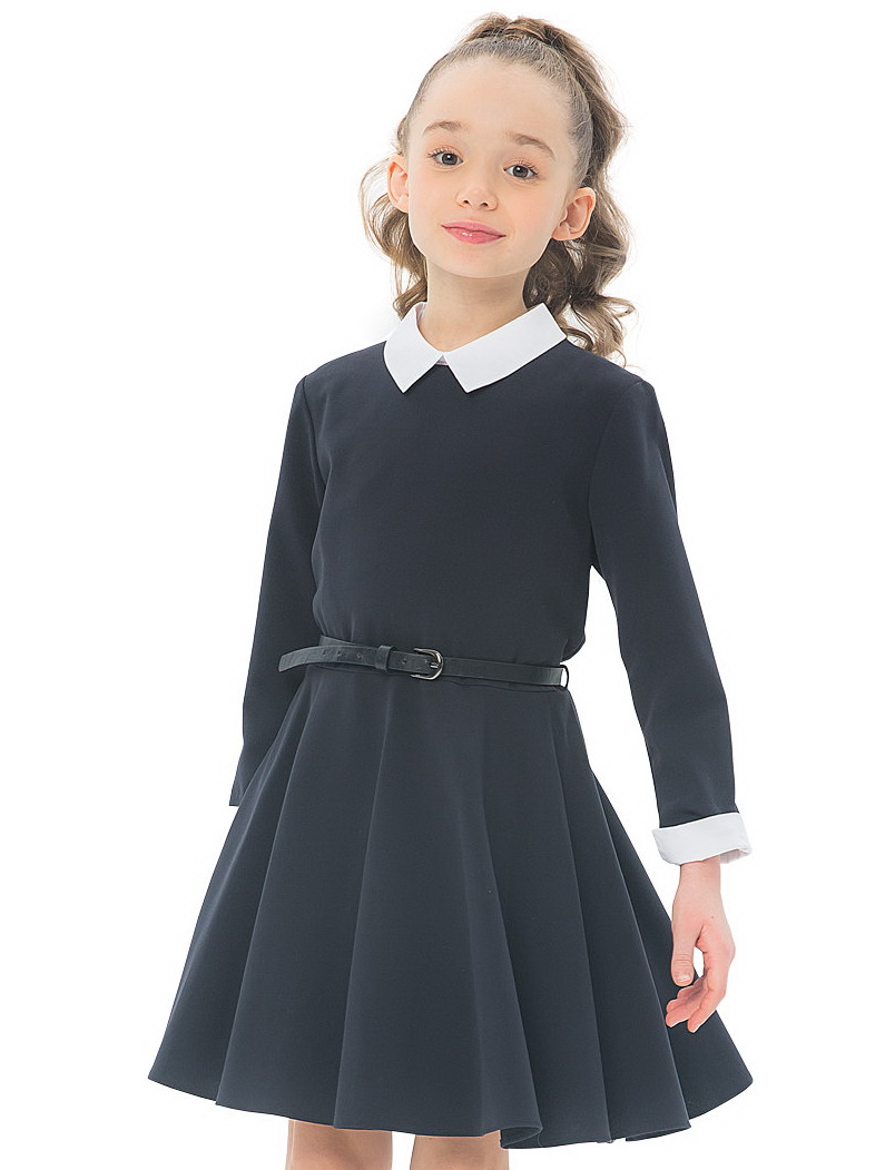 Школьное платье для девочки синие 073703