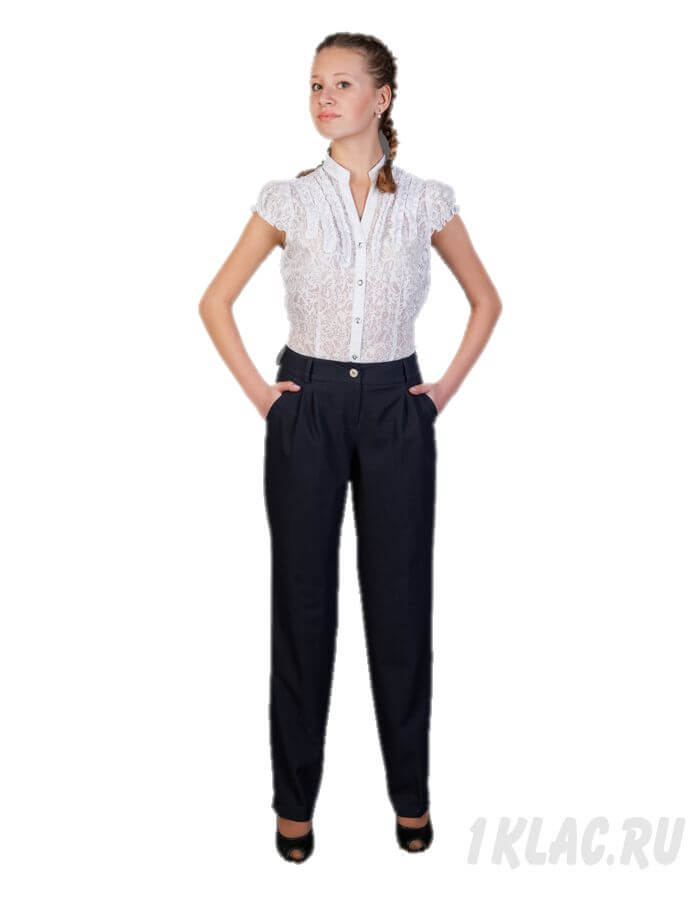 Школьные брюки для девочки «Классика» (синий элегант)