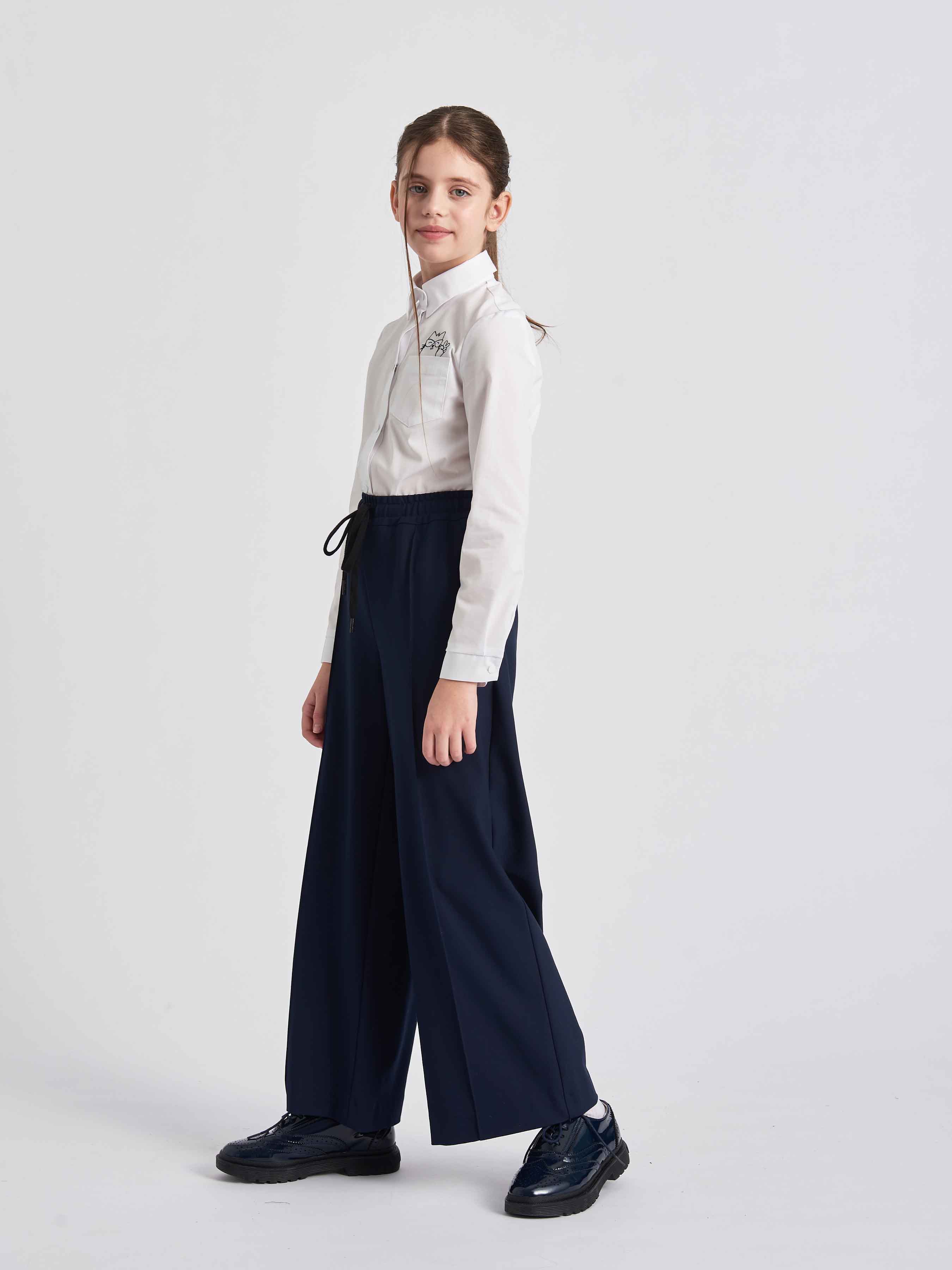 Школьные брюки для девочки синие палаццо 12691