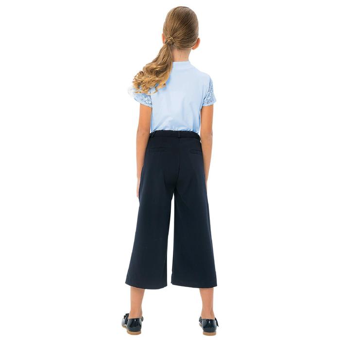 Школьные брюки-кюлоты для девочки синие 074710