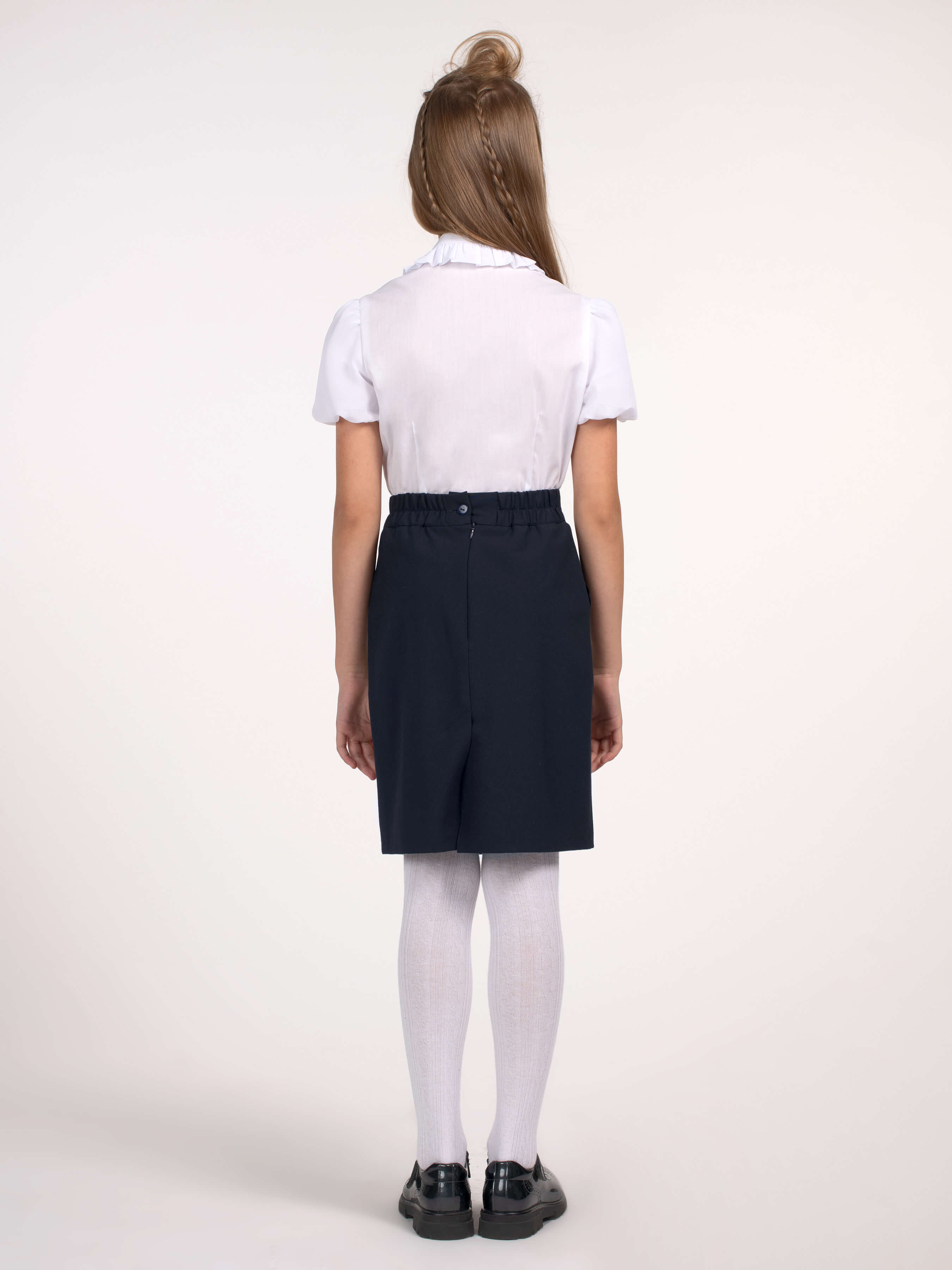 Школьная блузка с коротким рукавом белая 12815
